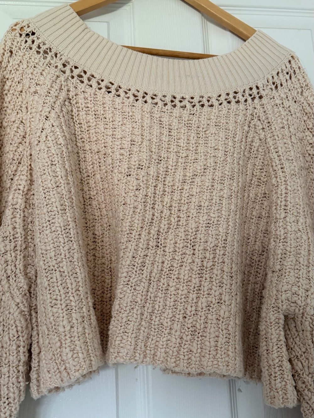 Free People Off-the-Shoulder Chunky Knit Sweater in Blush - Picture 7 of 7
